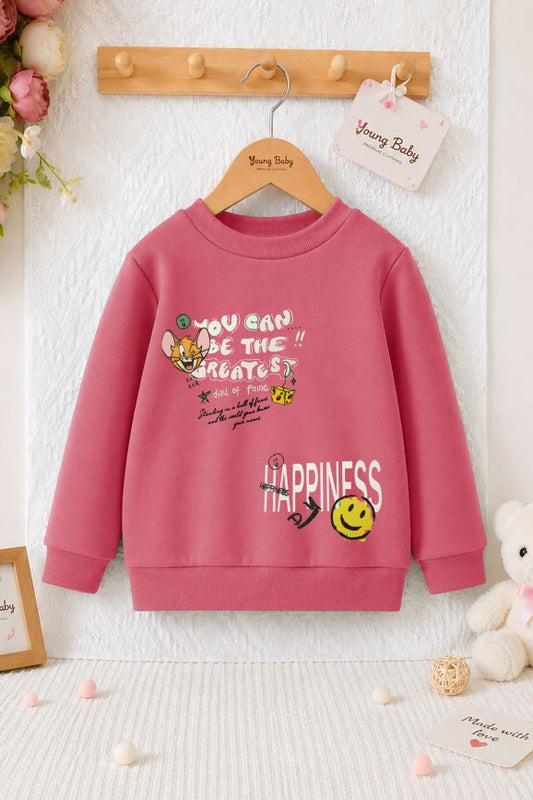 502 - Pink - Girls Sweatshirt | 280 - 300 GSM Premium Cotton Fleece