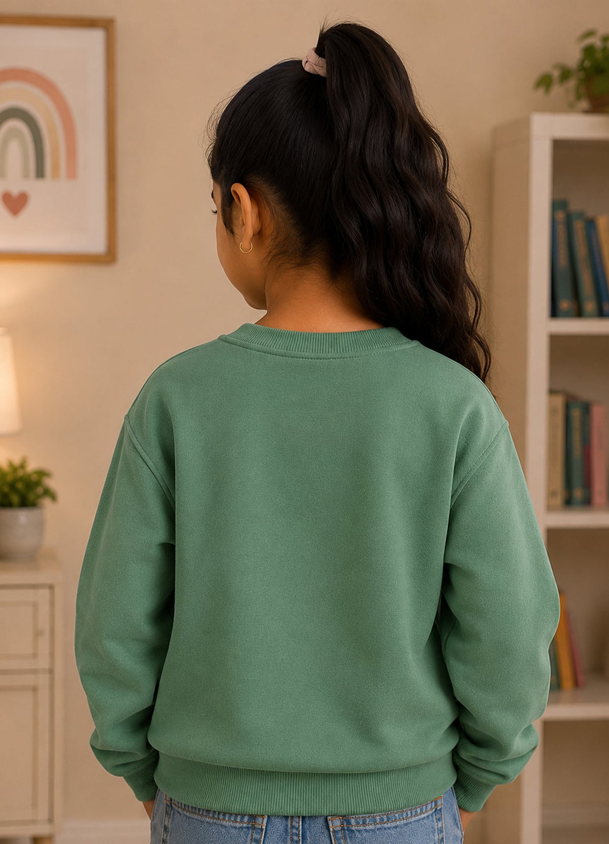 502 - Green - Girls Sweatshirt | 280 - 300 GSM Premium Cotton Fleece-1