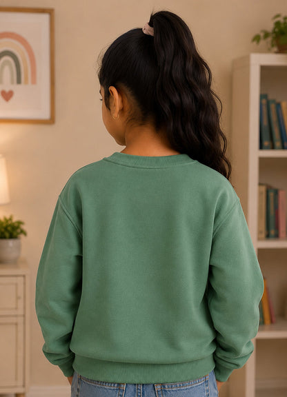 502 - Green - Girls Sweatshirt | 280 - 300 GSM Premium Cotton Fleece-1