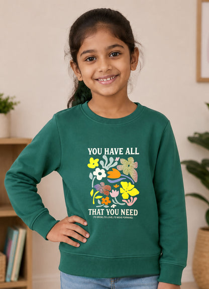 503 - Bottle Green - Girls Sweatshirt | 280 - 300 GSM Premium Cotton Fleece