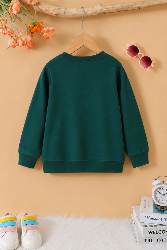 503 - Bottle Green - Girls Sweatshirt | 280 - 300 GSM Premium Cotton Fleece