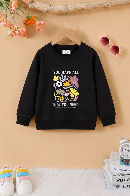 503 - Black - Girls Sweatshirt | 280 - 300 GSM Premium Cotton Fleece