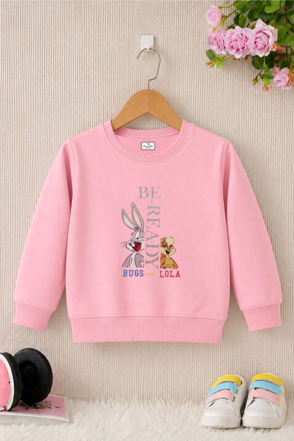 504 - Pink - Girls Sweatshirt | 280 - 300 GSM Premium Cotton Fleece