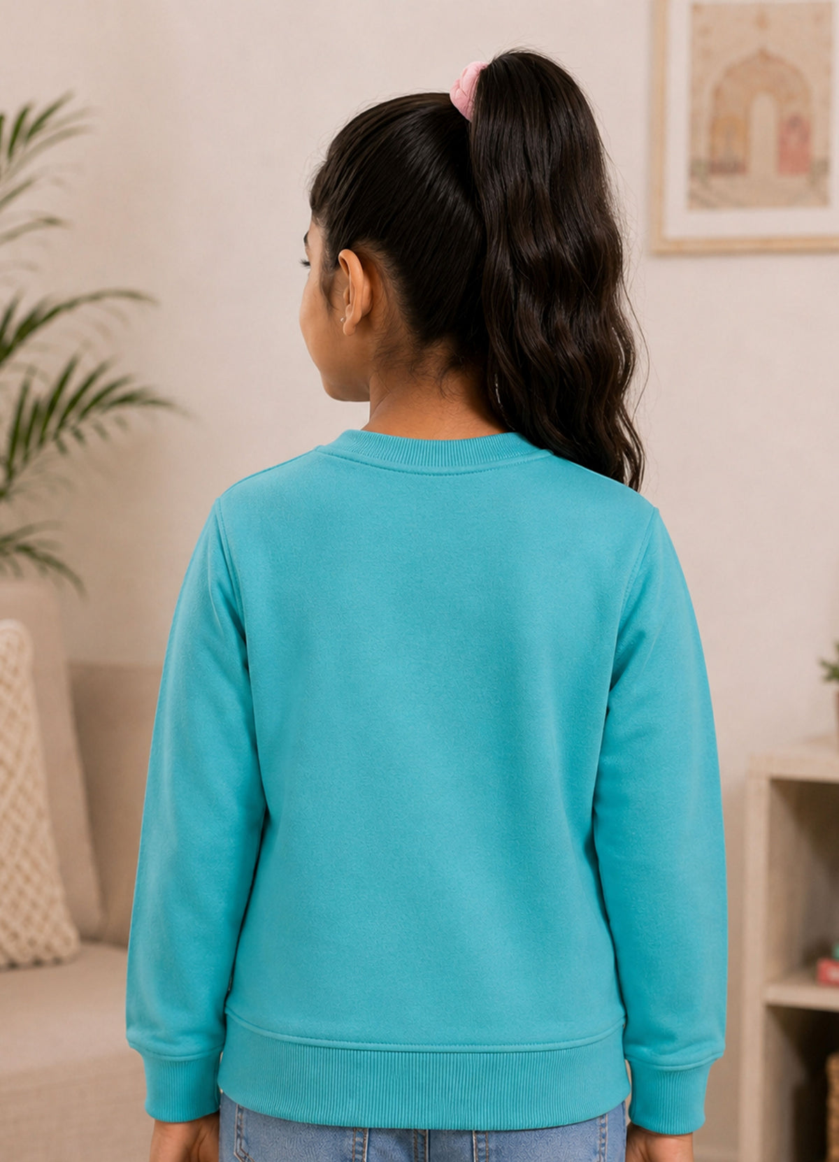 504 - Aqua Blue - Girls Sweatshirt | 280 - 300 GSM Premium Cotton Fleece