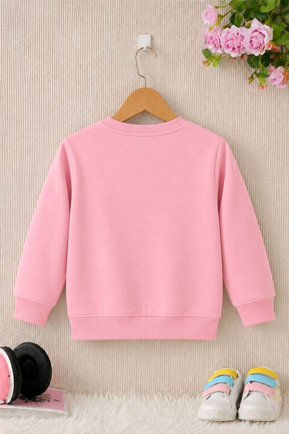 504 - Pink - Girls Sweatshirt | 280 - 300 GSM Premium Cotton Fleece