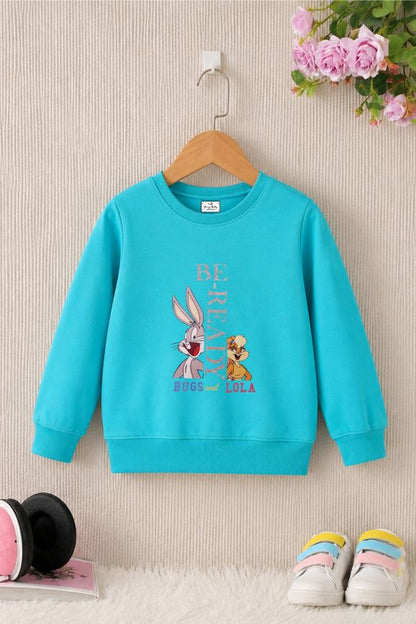 504 - Aqua Blue - Girls Sweatshirt | 280 - 300 GSM Premium Cotton Fleece
