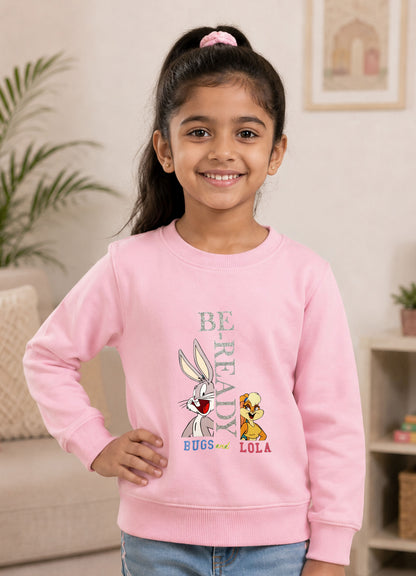 504 - Pink - Girls Sweatshirt | 280 - 300 GSM Premium Cotton Fleece