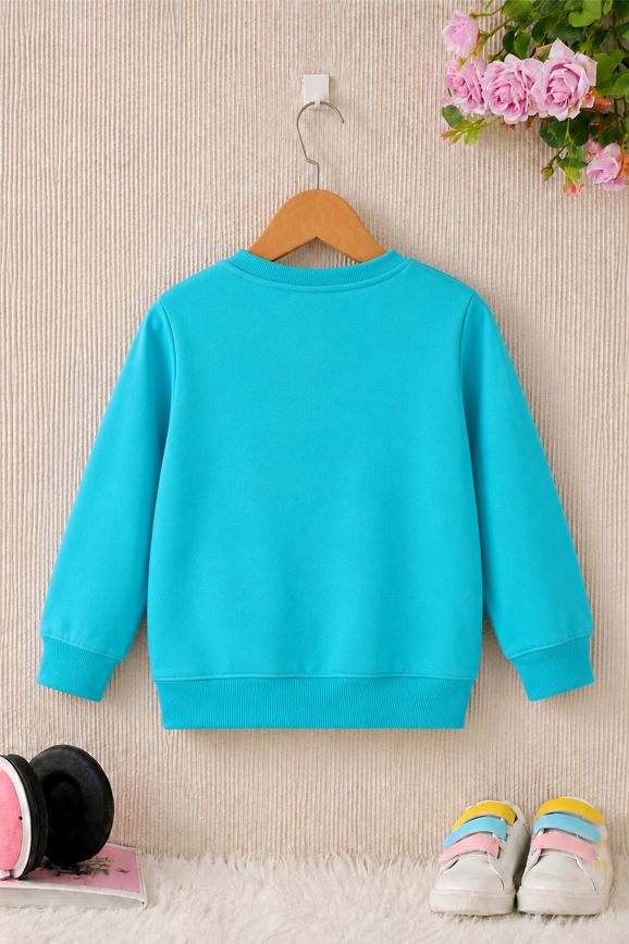 504 - Aqua Blue - Girls Sweatshirt | 280 - 300 GSM Premium Cotton Fleece