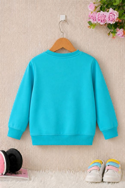 504 - Aqua Blue - Girls Sweatshirt | 280 - 300 GSM Premium Cotton Fleece