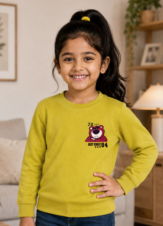 506 - Yellow Green - Girls Sweatshirt | 280 - 300 GSM Premium Cotton Fleece