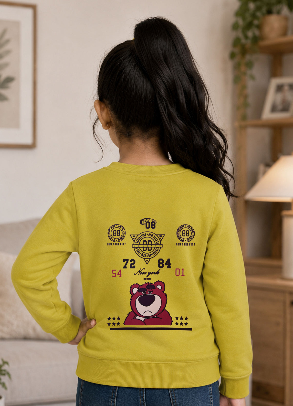 506 - Yellow Green - Girls Sweatshirt | 280 - 300 GSM Premium Cotton Fleece