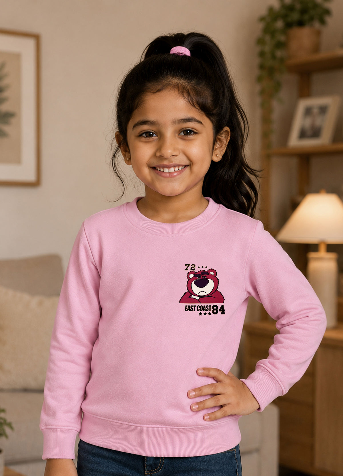506 - Pink - Girls Sweatshirt | 280 - 300 GSM Premium Cotton Fleece