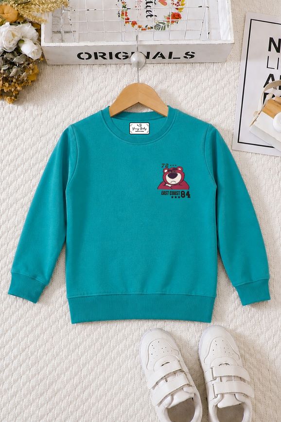 506 - Aqua Blue - Girls Sweatshirt | 280 - 300 GSM Premium Cotton Fleece