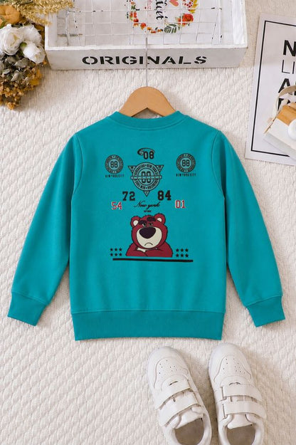 506 - Aqua Blue - Girls Sweatshirt | 280 - 300 GSM Premium Cotton Fleece
