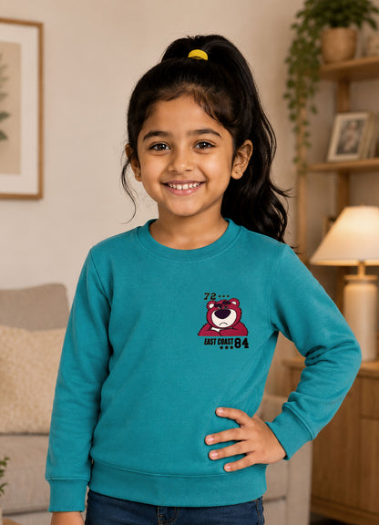 506 - Aqua Blue - Girls Sweatshirt | 280 - 300 GSM Premium Cotton Fleece