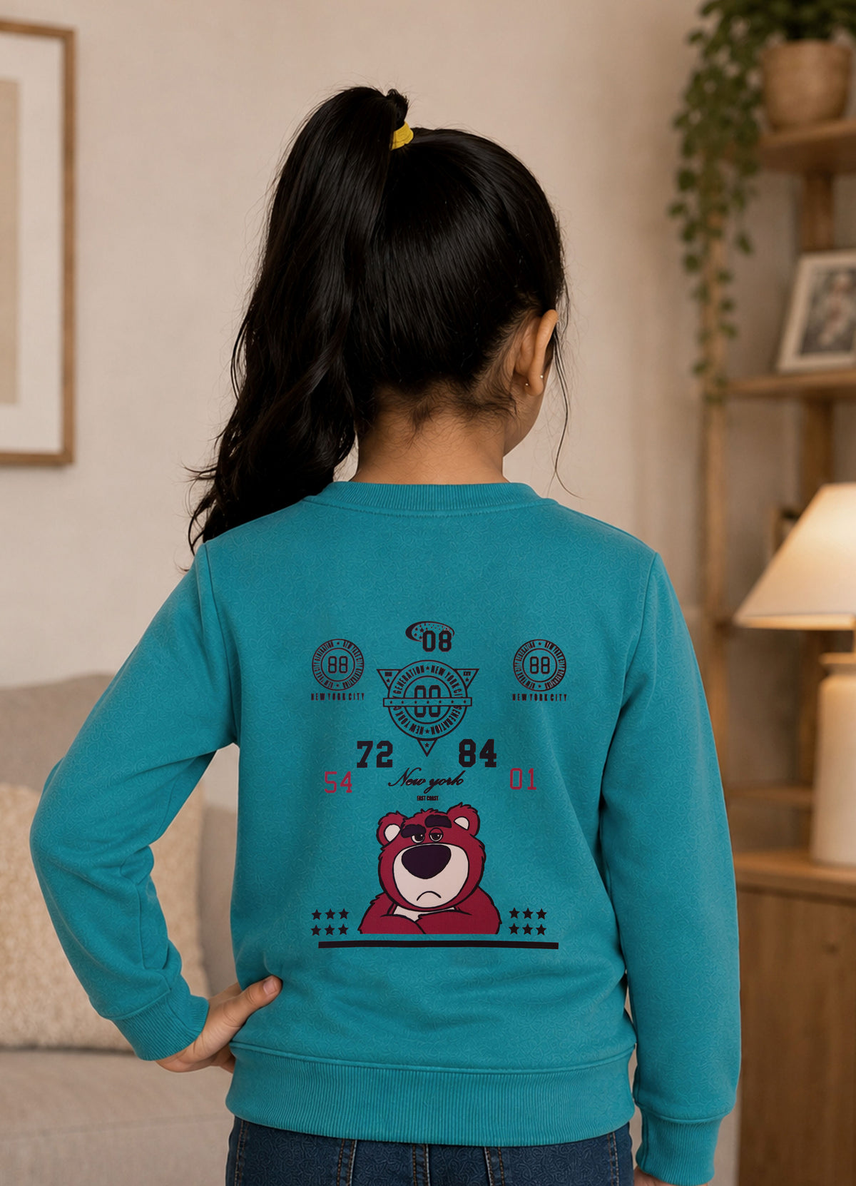 506 - Aqua Blue - Girls Sweatshirt | 280 - 300 GSM Premium Cotton Fleece