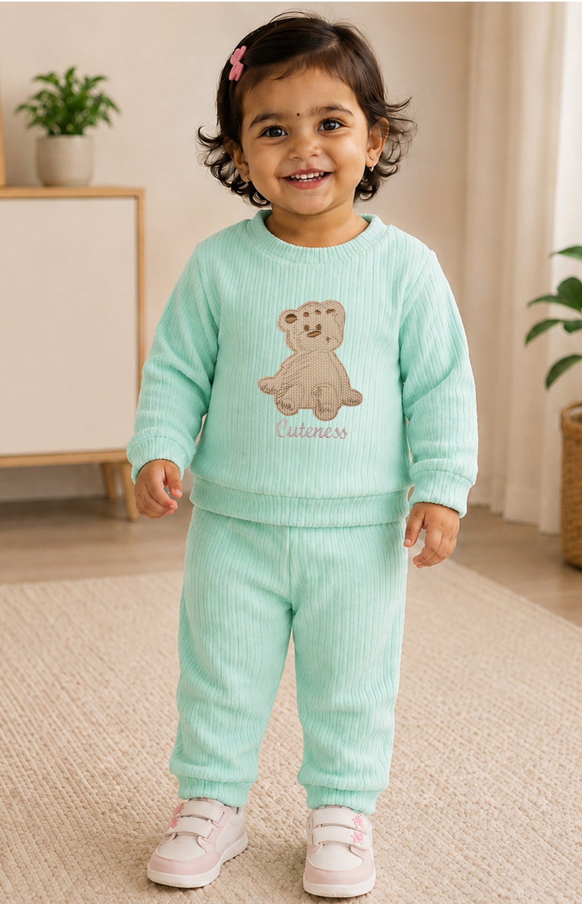 520 - Aqua Green - Infant cord set | 320 - 330 GSM Imported Soft fabric