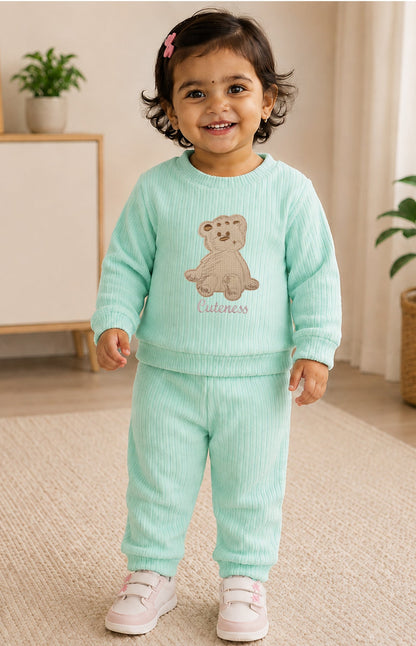 520 - Aqua Green - Infant cord set | 320 - 330 GSM Imported Soft fabric