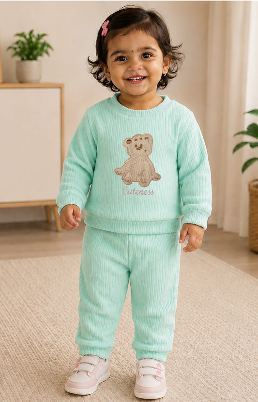 520 - Aqua Green - Infant cord set | 320 - 330 GSM Imported Soft fabric