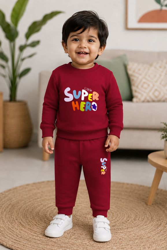 526 - Mahroon - Infant cord set | 290 GSM Premium cotton Fleece