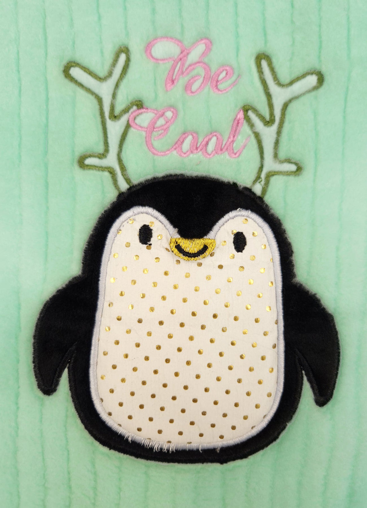 544 - 🐧 infant Minty Penguin Embroidered Cozy Set | 320 - 340 GSM  Imported Soft Fabric