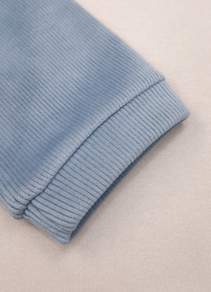 545 - Sky - Infant Sweet Cloud Dreams – Embroidered Ribbed Cord Set| 320 - 340 GSM Imported Soft Fabric