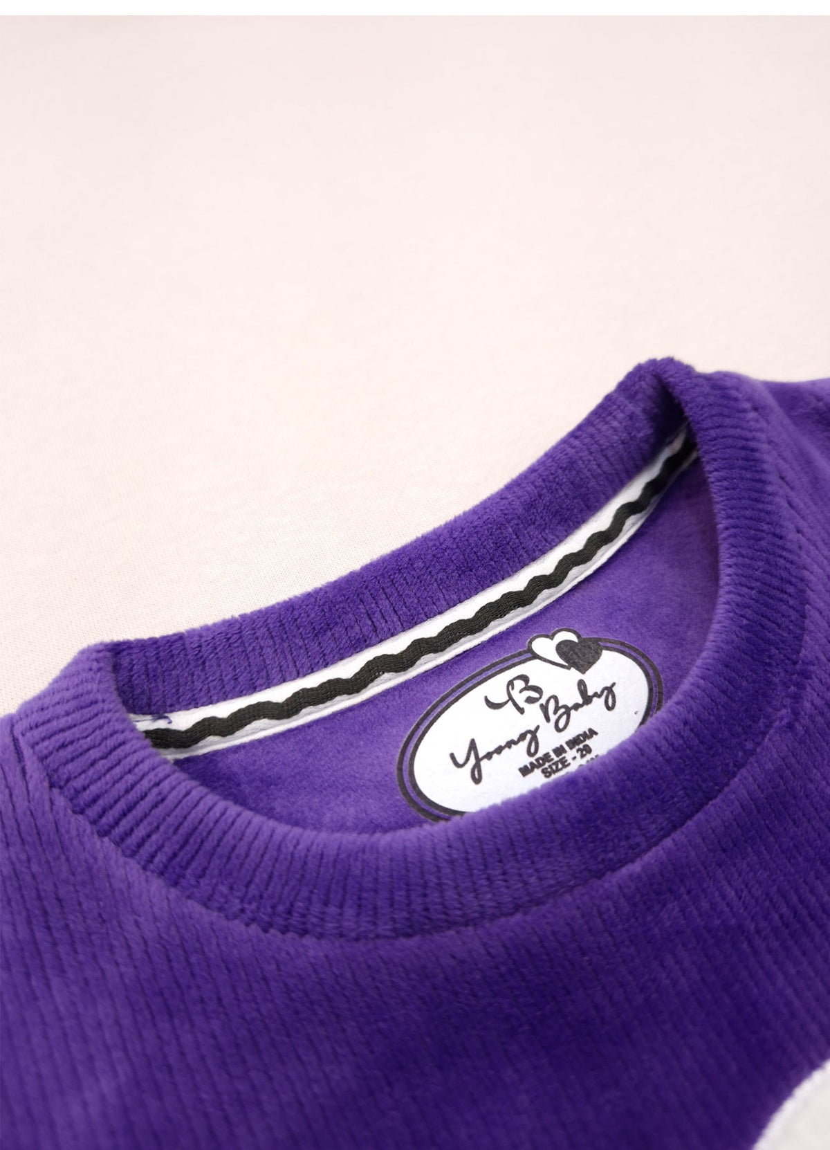 545 - Purple - Infant Sweet Cloud Dreams – Embroidered Ribbed Cord Set | 320 - 340 GSM Imported Soft Fabric