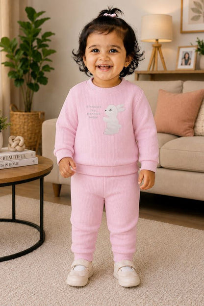 671 - Pink - infant cord set | 320 - 330 GSM Imported Soft Fabric