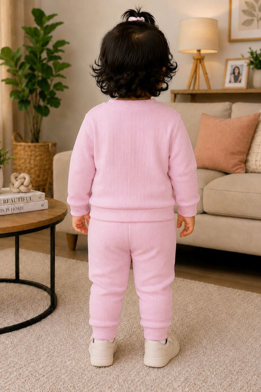 671 - Pink - infant cord set | 320 - 330 GSM Imported Soft Fabric