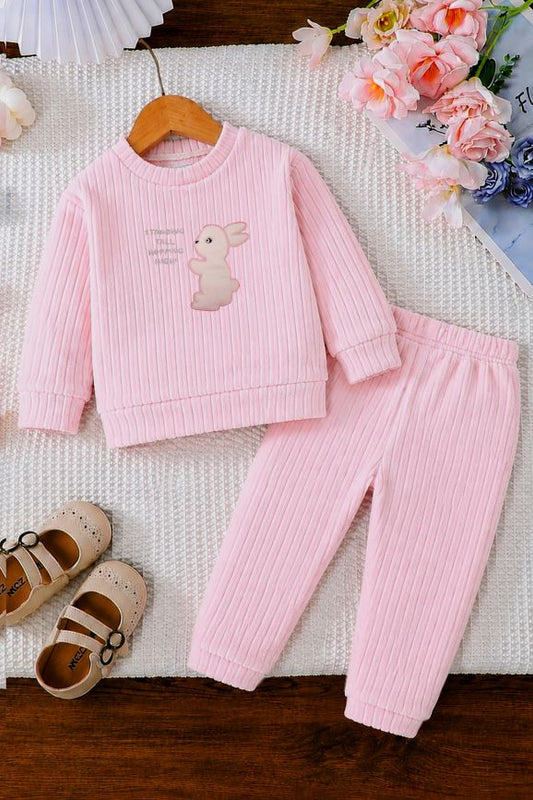 671 - Pink - infant cord set | 320 - 330 GSM Imported Soft Fabric