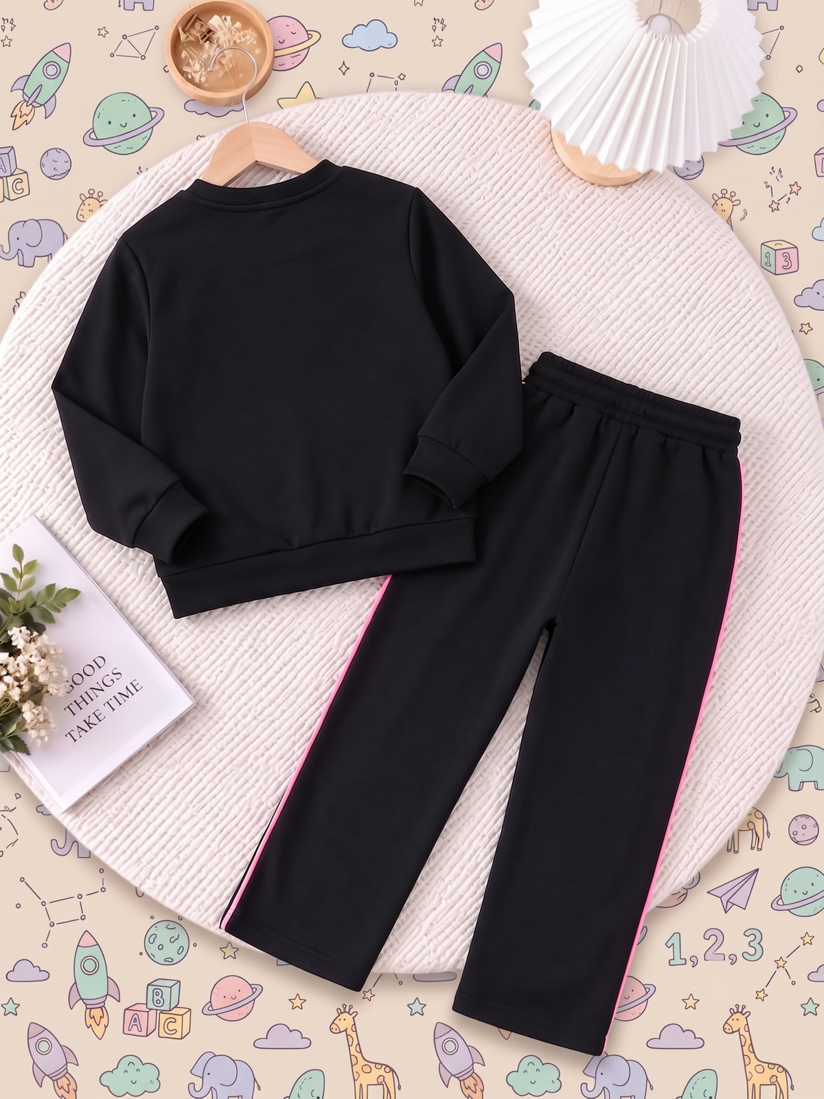2607 - black - Girls Cord Set | 330 - 350 GSM Premium Cotton Fleece