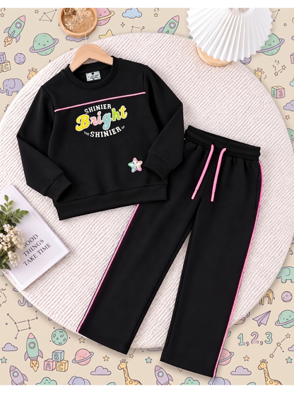 2607 - black - Girls Cord Set | 330 - 350 GSM Premium Cotton Fleece